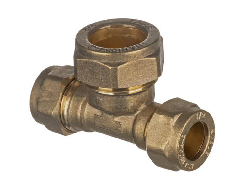 Brass Compression Metric Unequal Tee Two Ends Reduced