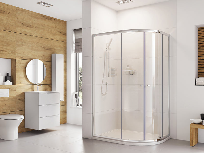 Waterbox Offset Quadrant Shower Door - Chrome Finish