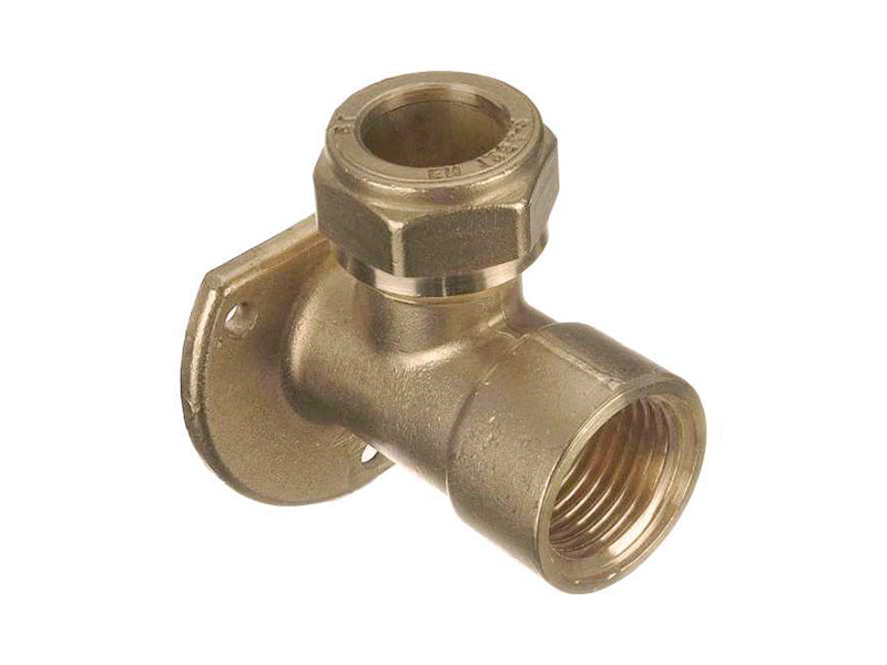 Brass Compression Heavy Pattern Wall Plate Elbow F. I. x C 321