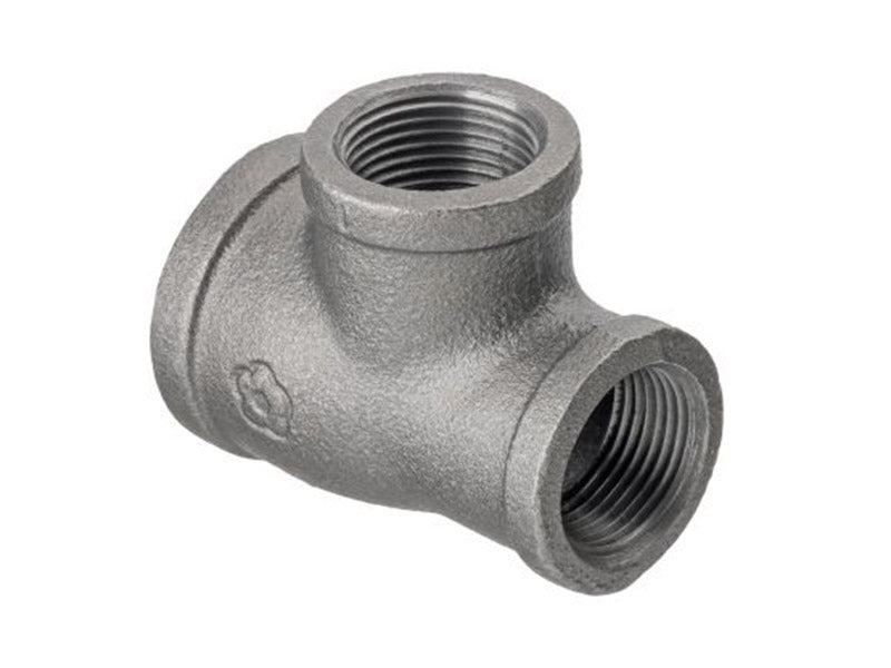Malleable Iron Unequal Tee Reduced End & Branch Ref. 130R - Black