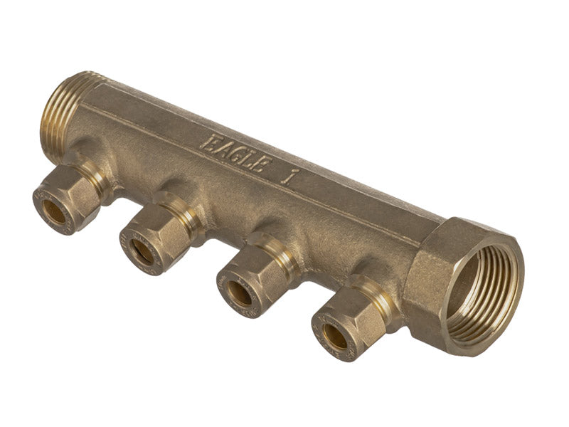 4 Ports 1/2" Manifolds with Compression Joint Branch for Copper/Pex