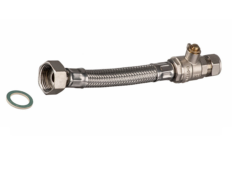 Commercial Range Flexible Plumbing Connectors Type FC59 Str. Swivel BSP to 1/2" Str. Valved Comp