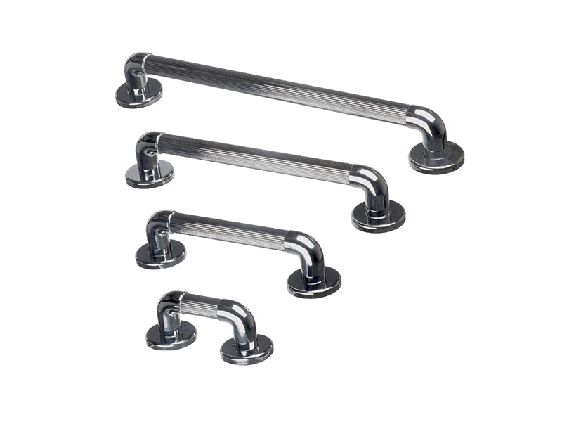 Waterproof ABS Plastic Ribbed Grab Rails - Chrome Finish