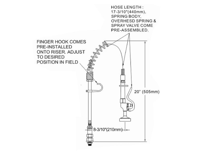 Deck Mounted Compact Pre Rinse Unit - 98007MN1