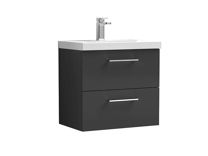 Arno 2 Drawers, Wall Mounted Vanity Units - Satin Anthracite