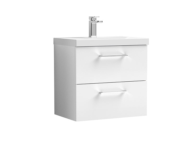 Arno 2 Drawers, Wall Mounted Vanity Units - Gloss White