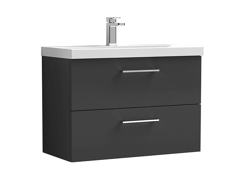 Arno 2 Drawers, Wall Mounted Vanity Units - Satin Anthracite