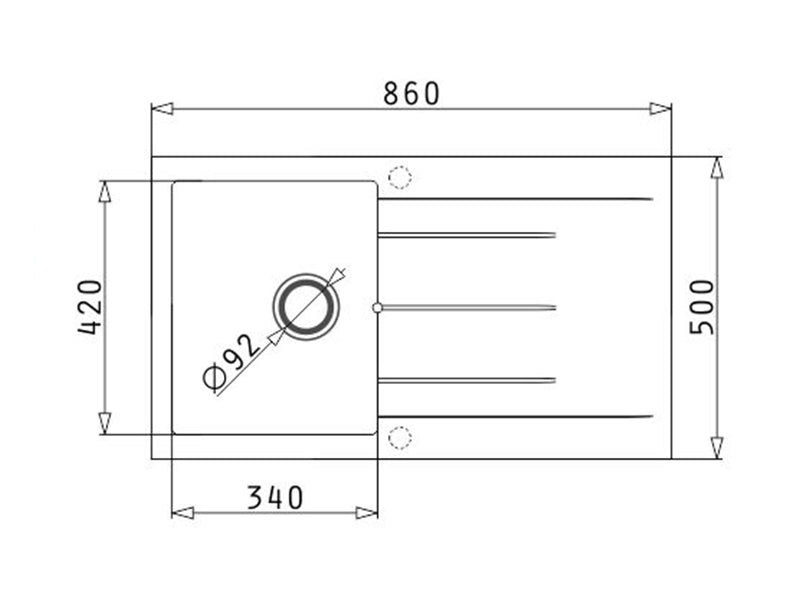 Alazia Inset Sink 860 x 500mm 1B 1D - Graphite Carbon Finish
