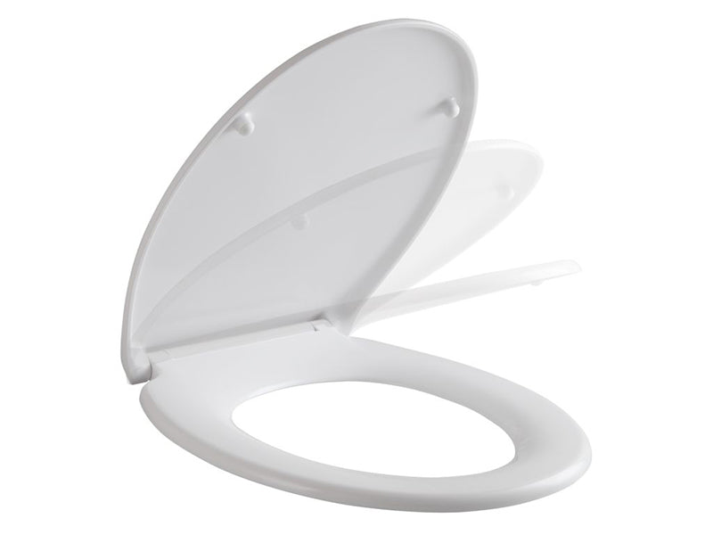 Duraseat Oval Plastic Toilet Seat & Cover with Stainless Steel Top Fix Hinges