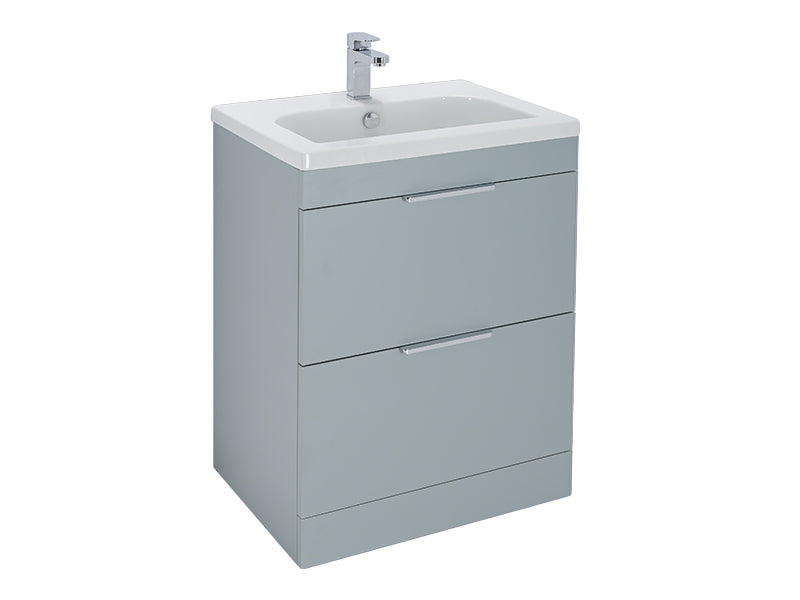 Elano 2 Drawers, Floor Standing Vanity Unit - Matt Fjord Green