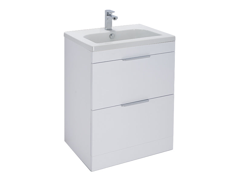 Elano 2 Drawers, Floor Standing Vanity Unit - Matt White