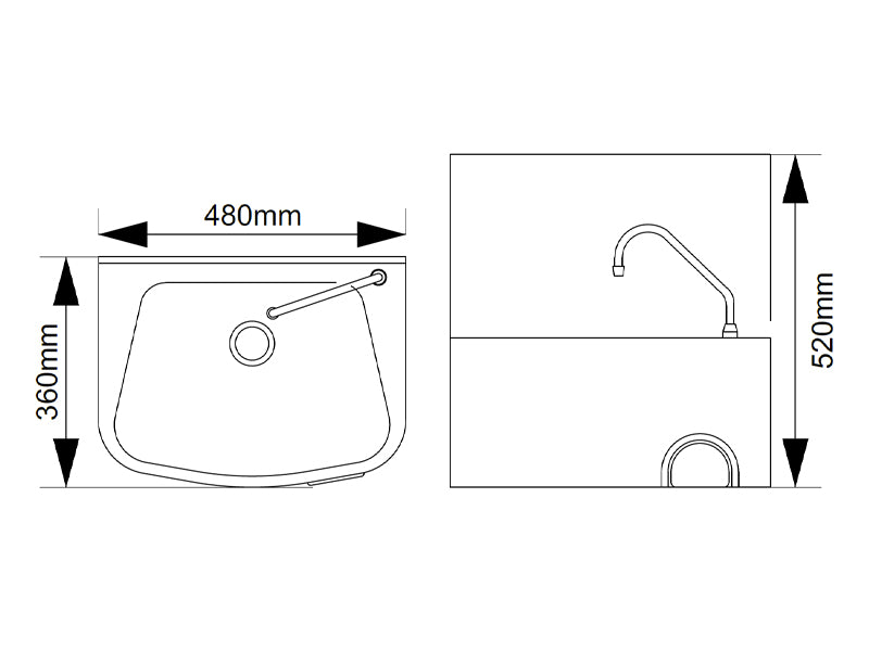 The Glyde Heavy Duty Knee Operated Hand Rinse Basin with Splashback