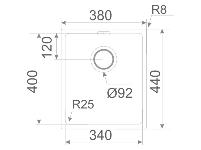 Hercules 340mm x 400mm x 200mm S/Steel Undermount Sink Bowl