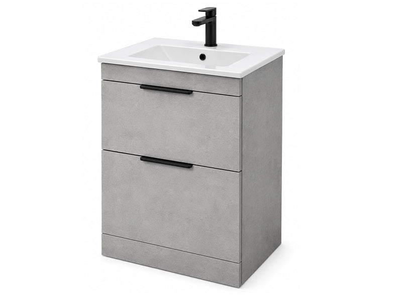 Kaka 2 Drawers, Floor Standing Vanity Units - Concrete Grey