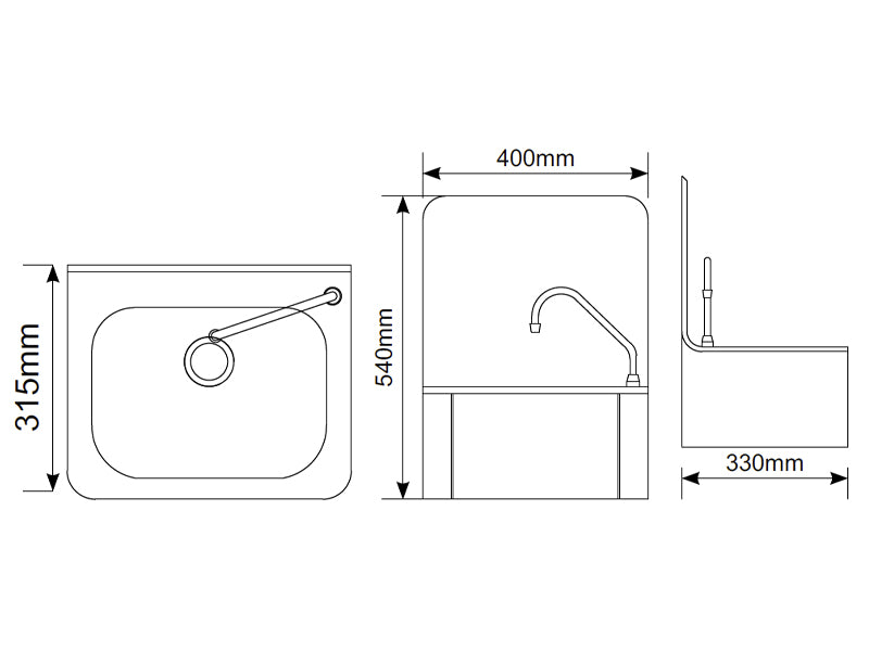 The Liffey Knee Operated Handrinse Basin with Swivel Spout