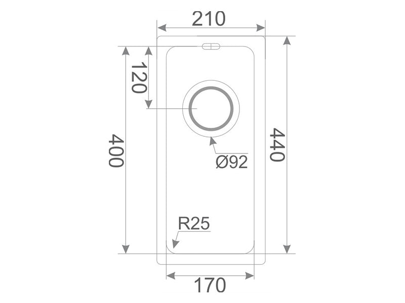 Perseus 170mm x 400mm x 140mm S/Steel Undermount Sink Bowl