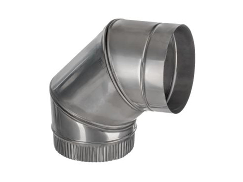 1mm Thick Grade 316 Stainless Steel Flue Pipe - 90 Deg. Plain Elbow
