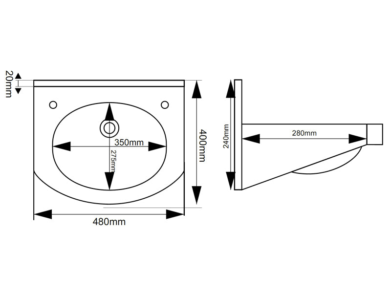 The Shannon Heavy Duty Wall Mounted Basin with Splash Back