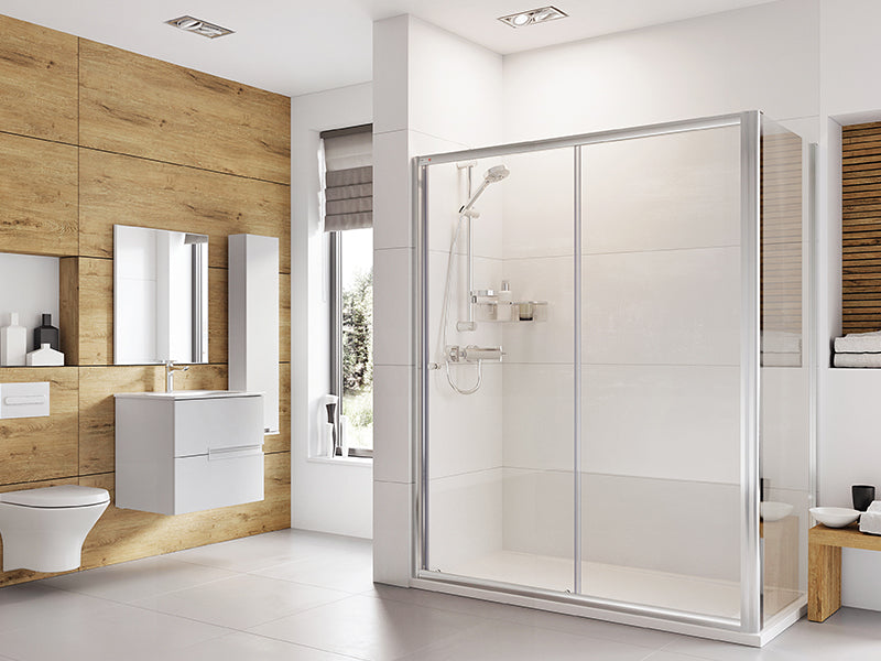 Waterbox Sliding Shower Doors - Chrome Finish