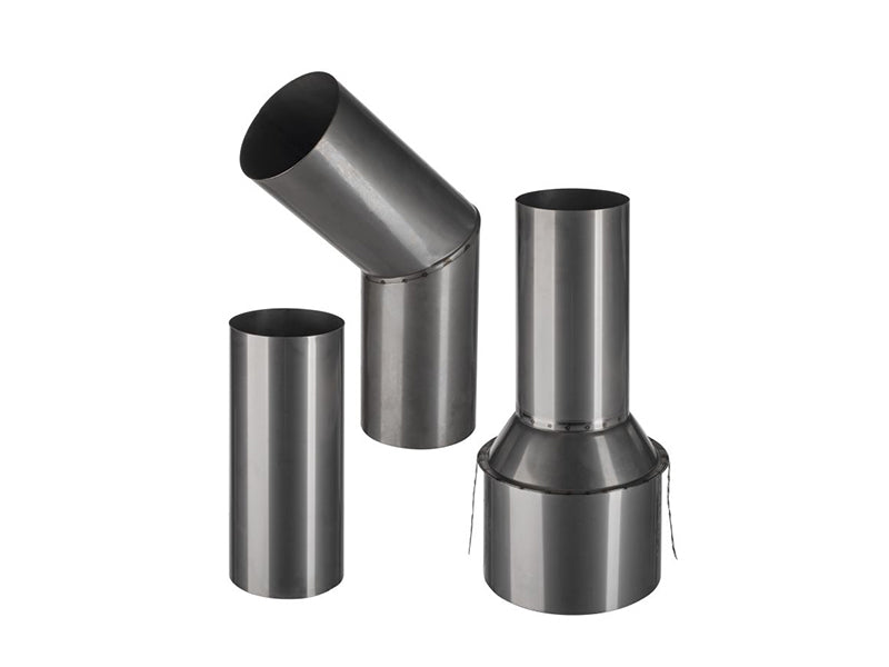 1mm Thick Grade 316 Stainless Steel Flue Pipe - 45 deg.Telescopic Clay Pipe Adaptor Kit