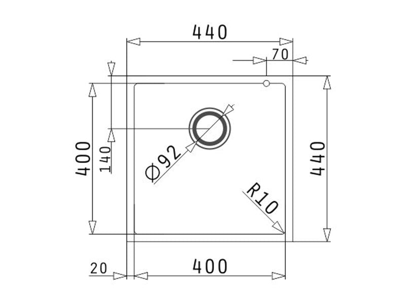 Tetragon Undermount Sink 460 x 500cm 1B - Industrial Grey Finish