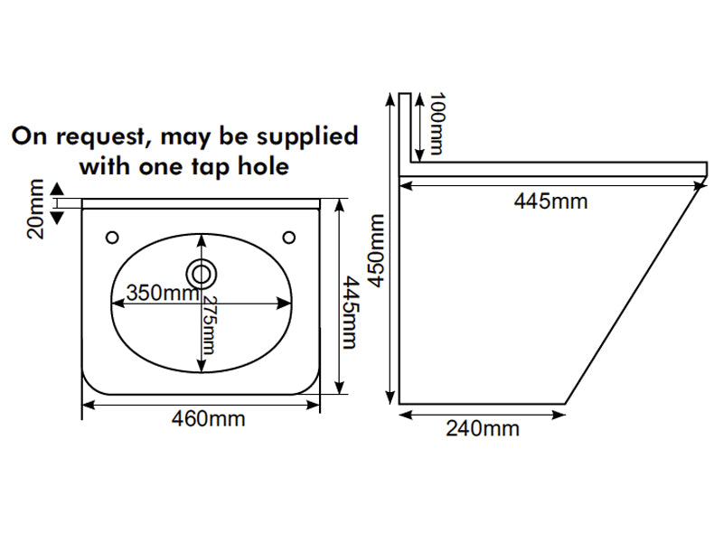 The Tolka Heavy Duty Wall Mounted Basin with Splash Back and Enclosing Apron