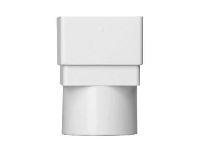 Rainwater Square to Round Downpipe Connector - White