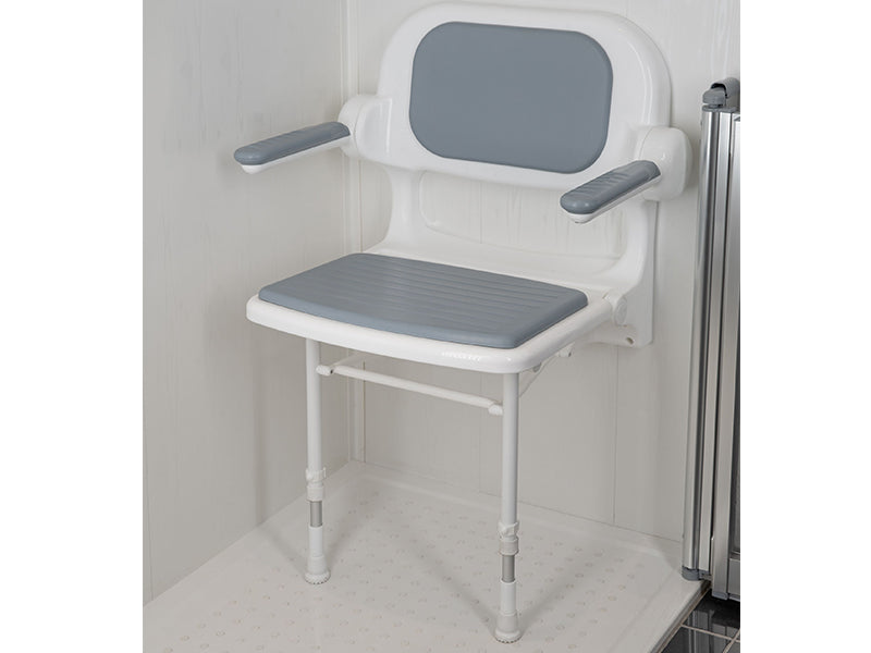 Grey Padded Folding Shower Seat