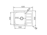 Athena 620mm x 500mm 1B 1D S/Steel Inset Sink