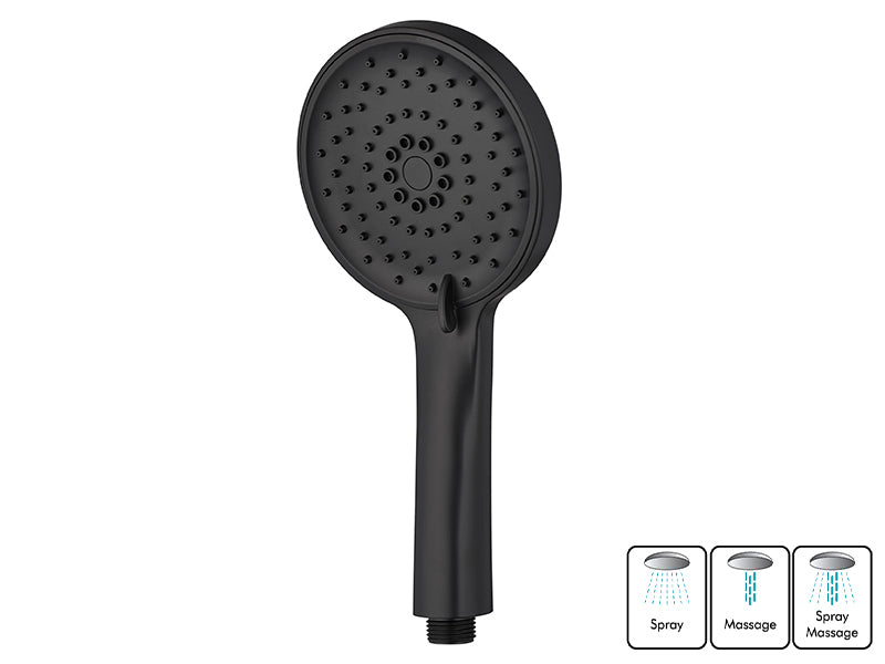 Round ABS Hand Spray 3 Setting - Black