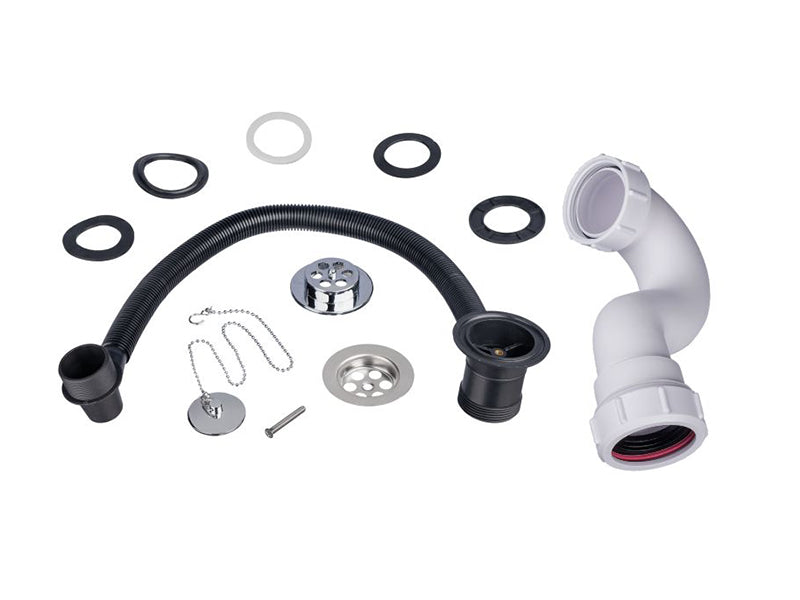 1 1/2" x 70mm Flange Bath Waste and Overflow Assembly with Chrome Plug & Chain