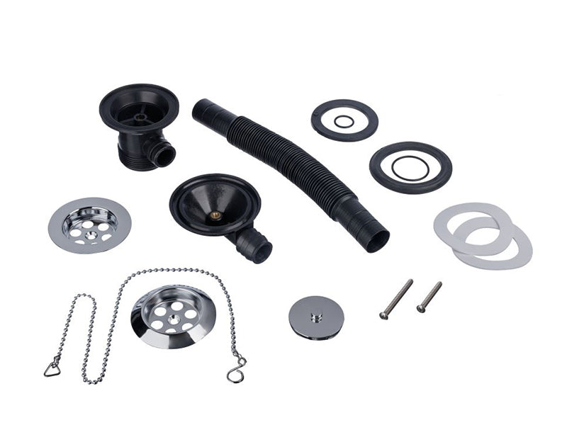 1 1/2" x 70mm Flange Bath Waste and O/flow Assembly, CP Plug & Chain