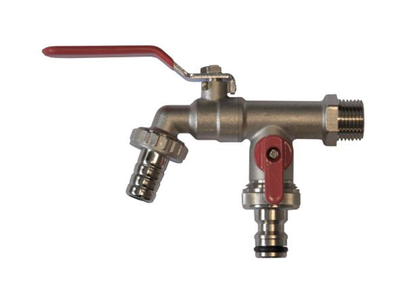 Lever Action Hose Union Bibcock with Auxiliary Hose Fitting Connection