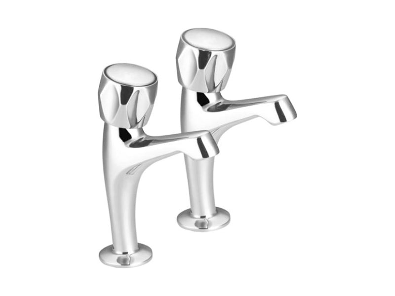 Pair of 1/2" High Neck Traditional Sink Taps