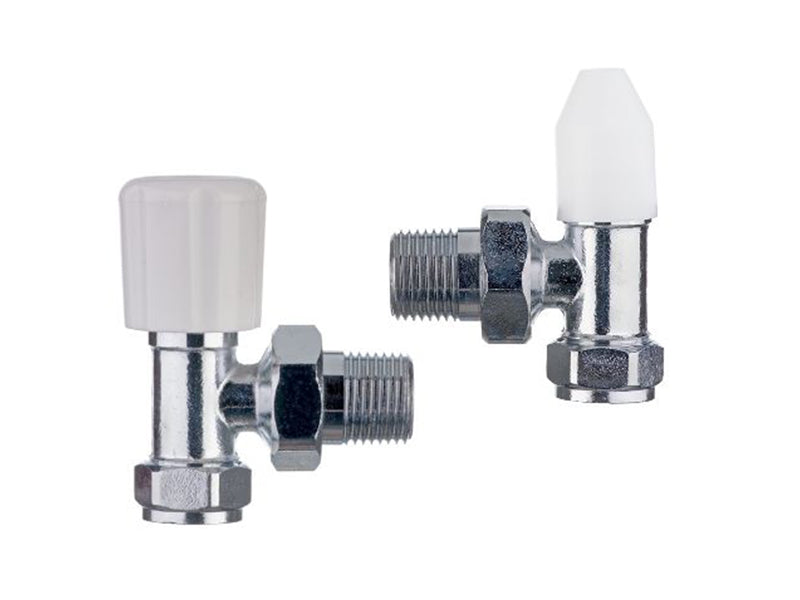 Pair Angle Pattern Standard Radiator Valves with 3/4" Nuts & Tails