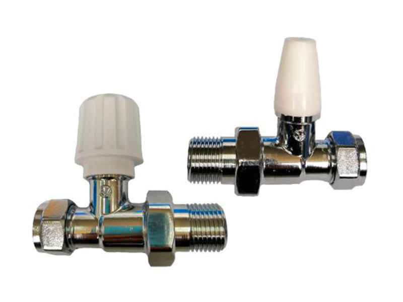 Pair Straight Pattern Standard Radiator Valves with 3/4" Nuts & Tails