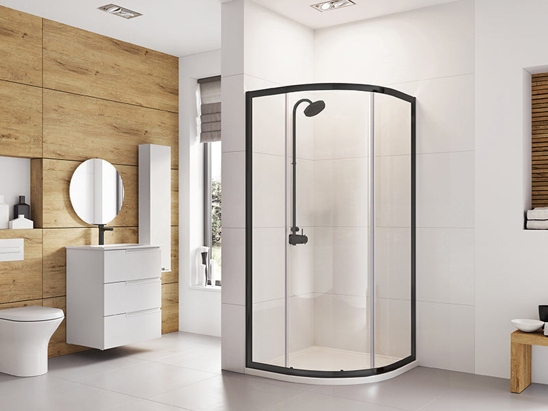 Waterbox Single Door Quadrant Shower Door - Black Finish