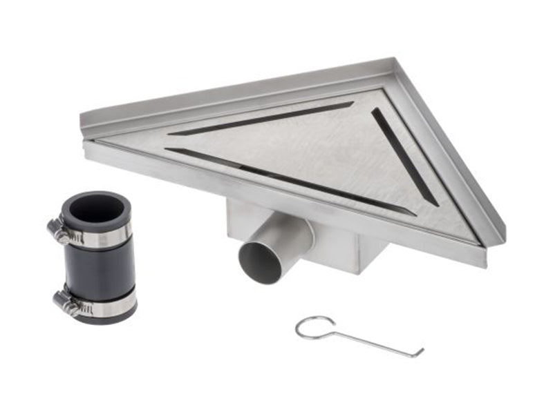 Franklin S/Steel Trapped Corner Wet Room Floor Gully with Perforated Cover