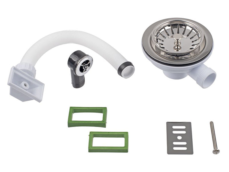 3 1/2" Basket Strainer Sink Waste with Round & Rectangular Overflow Components
