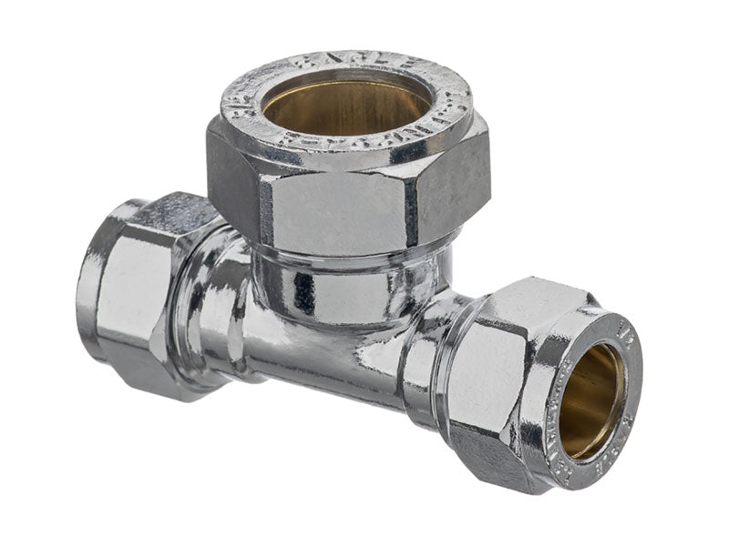 Chrome Plated Compression Unequal Tee 318CP Reduced Two Ends