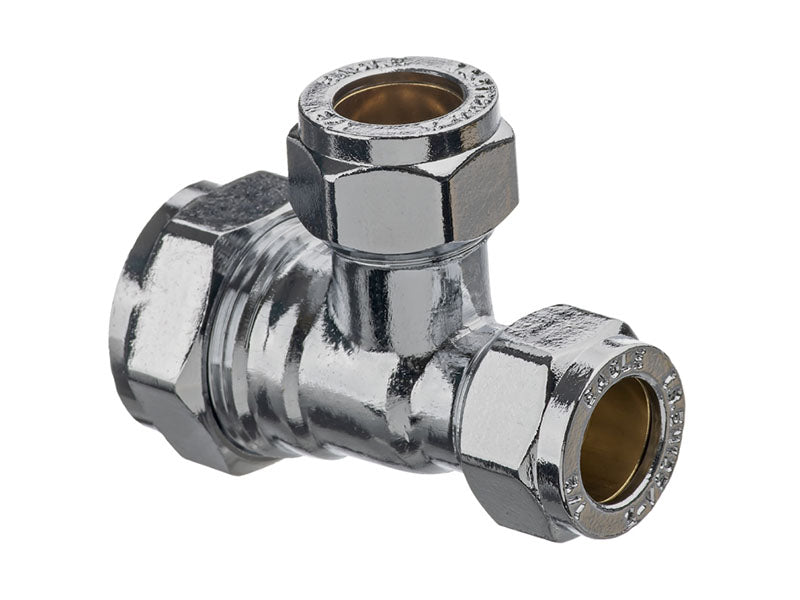 Chrome Plated Compression Unequal Tee 318CP Reduced End & Branch