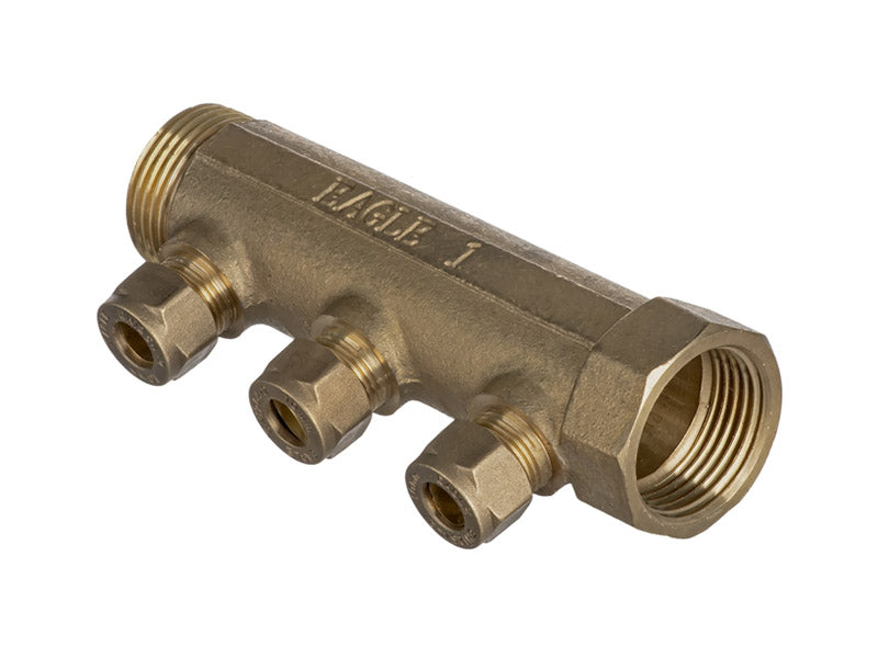 3 Ports 1/2" Manifolds with Compression Joint Branch for Copper/Pex