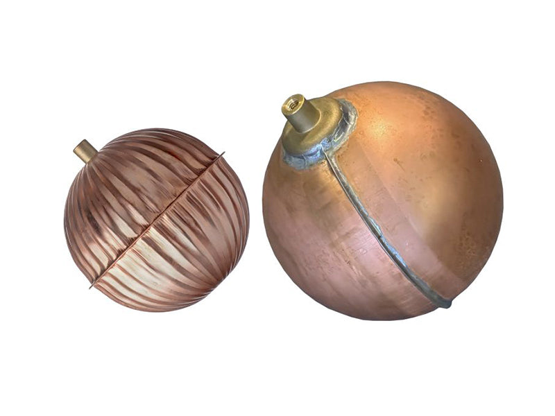 Round Copper Ball Floats with Threaded Brass Inserts