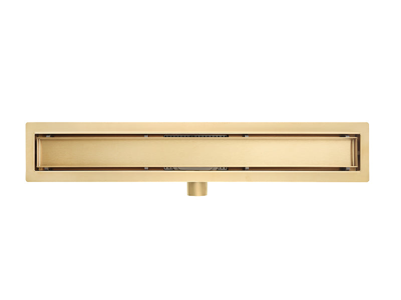 Franklin Brushed Brass Trapped Channel Wet Room Floor Gully with Reversible Cover