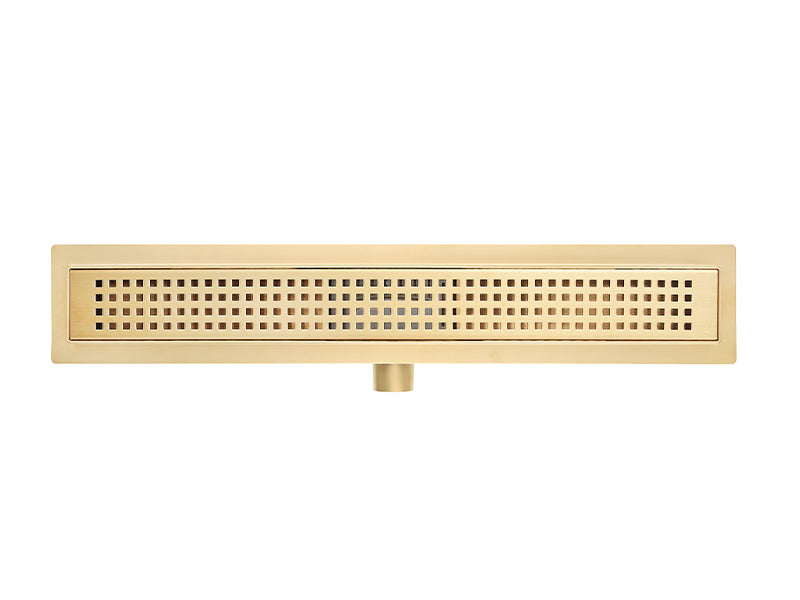 Franklin Brushed Brass Trapped Channel Wet Room Floor Gully with Perforated Cover