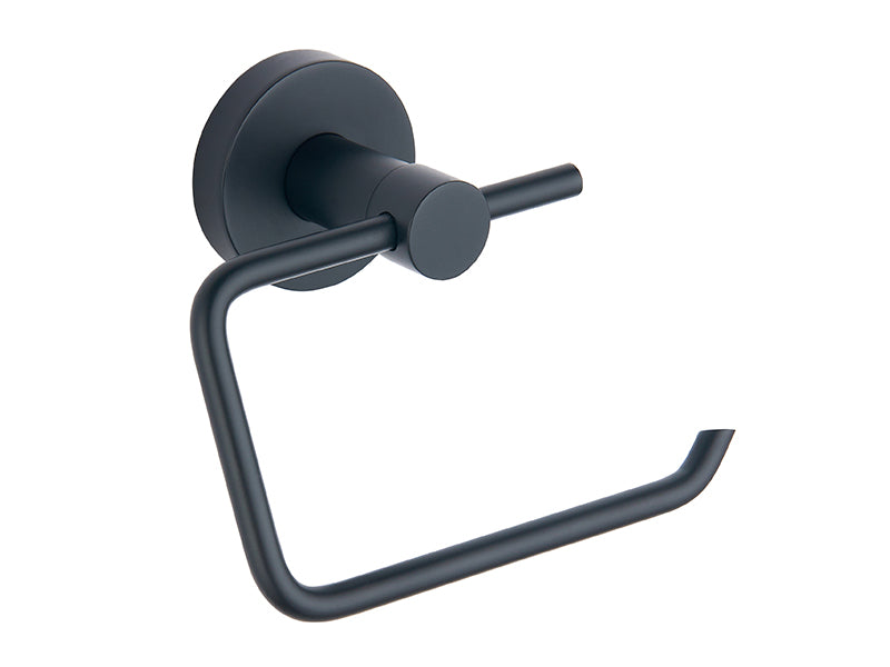 Hinged Round Toilet Roll Holder - Black