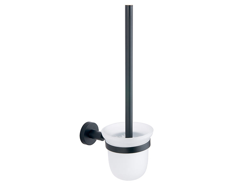 Round Toilet Brush & Holder - Black