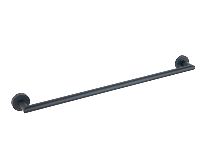 Round 600mm Single Towel Rail - Black