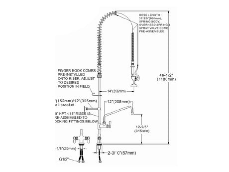 Wall Mounted Pre Rinse Unit with Mixer Tap - 870012