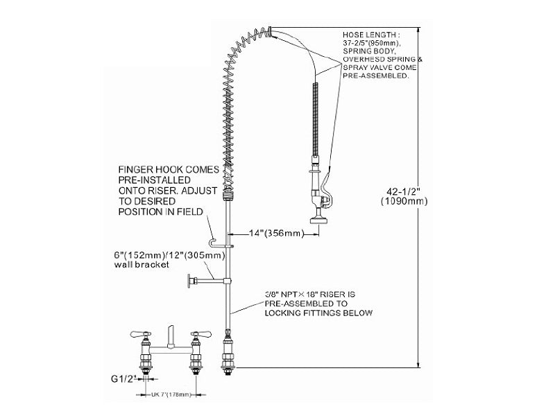 Standard Deck Mounted Pre Rinse Unit - 980071